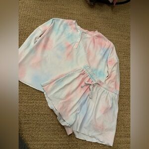 Trac Tie-Dye Pajama Set - Pink and Blue